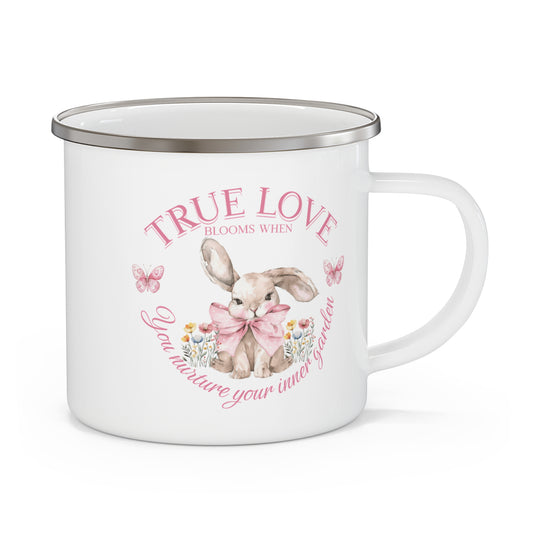 "True Love Blooms" Enamel Camping Mug